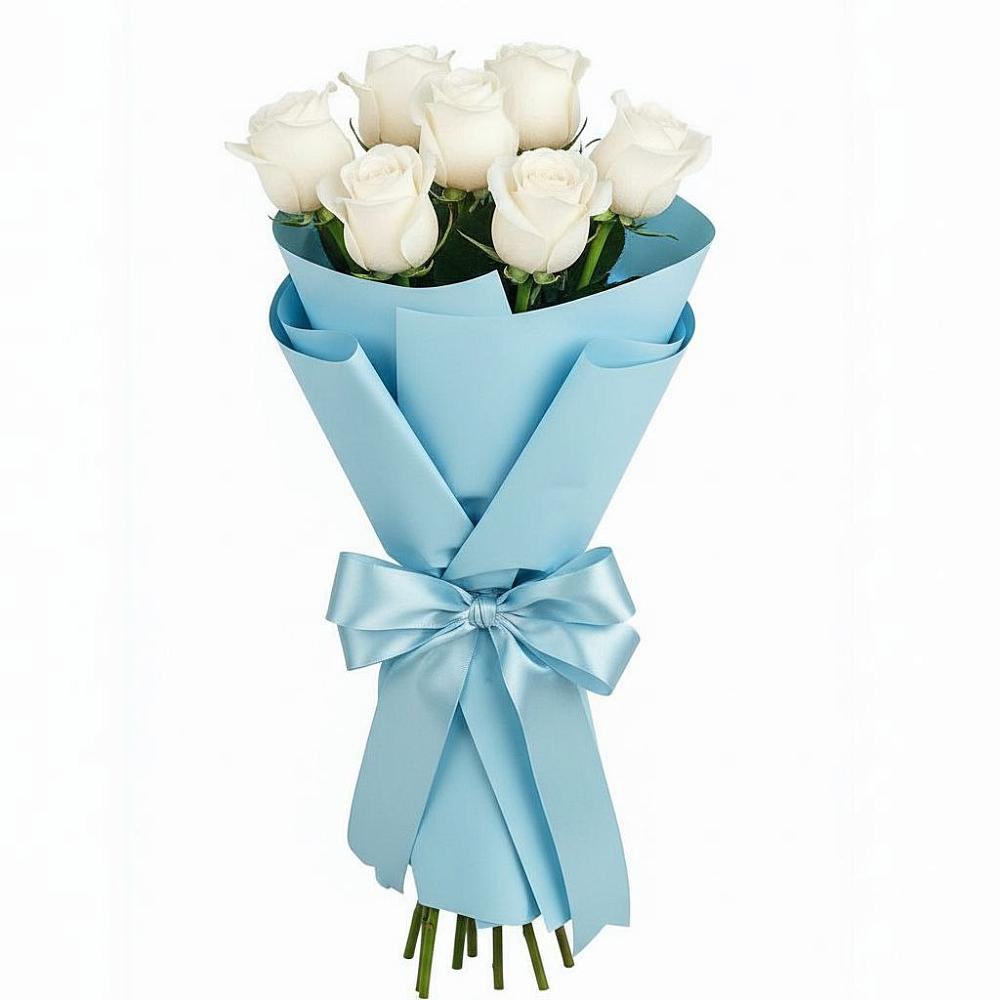 Букет 7 белых роз Проуд в Пролетарске Ростовская область