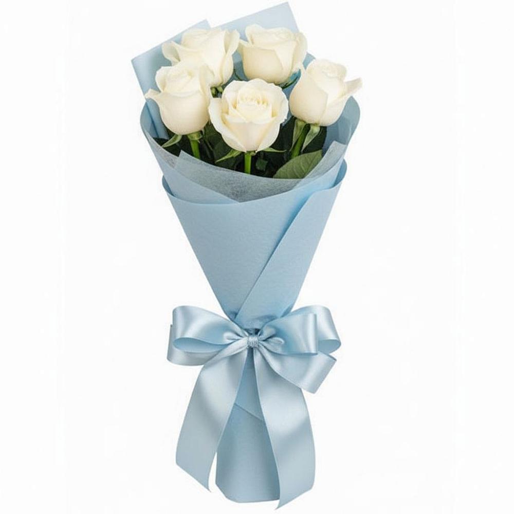 Букет 5 Белых роз Проуд в Пролетарске Ростовская область