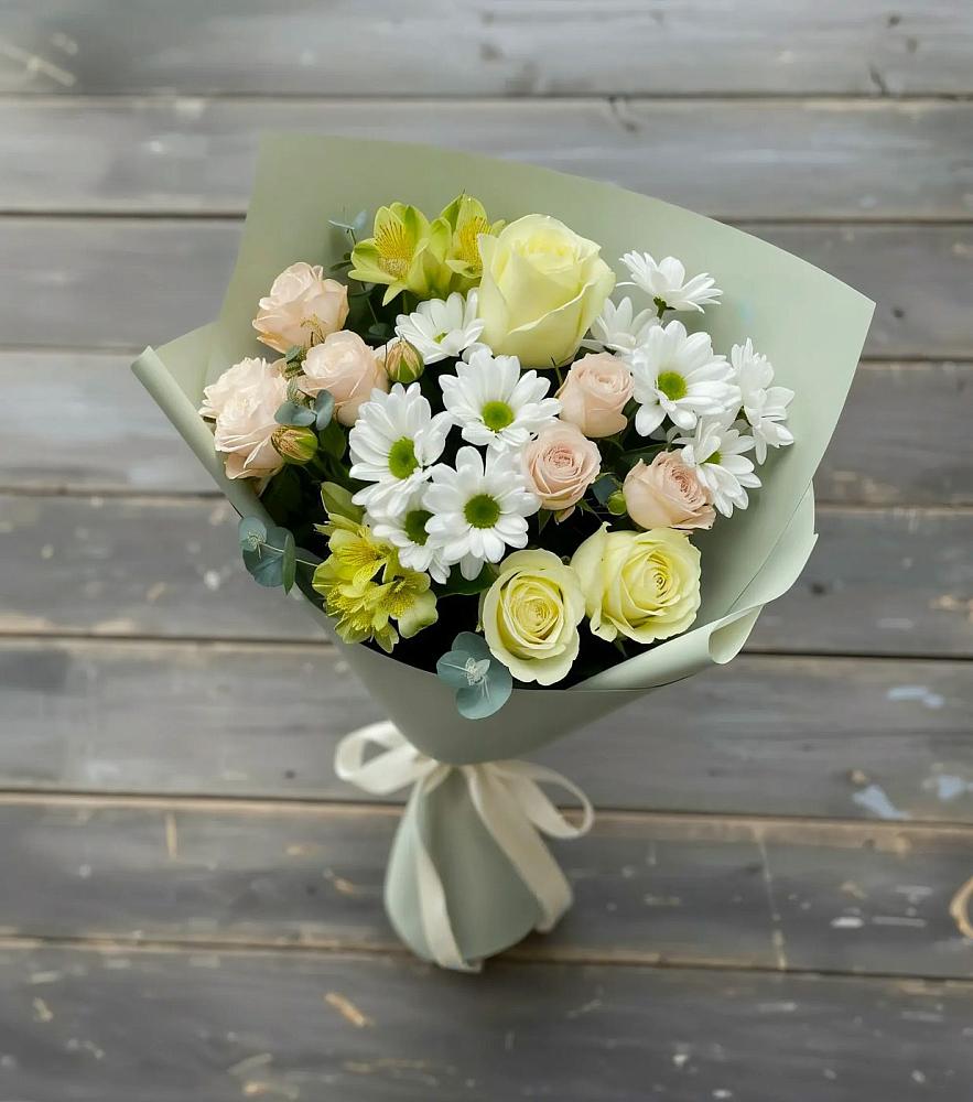 Букет цветов из: Альстромерии, Розы и Хризантемы в Пролетарске Ростовская область