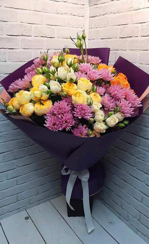 Букет цветов из: Хризантемы и Розы в Пролетарске Ростовская область