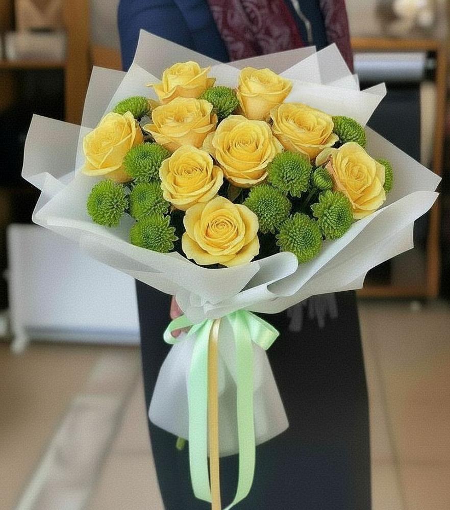 Букет цветов из: Хризантемы и Розы в Пролетарске Ростовская область