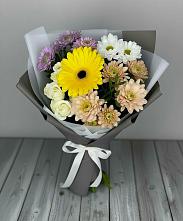 Букет цветов из:  Розы, Герберы и Хризантемы в Пролетарске Ростовская область