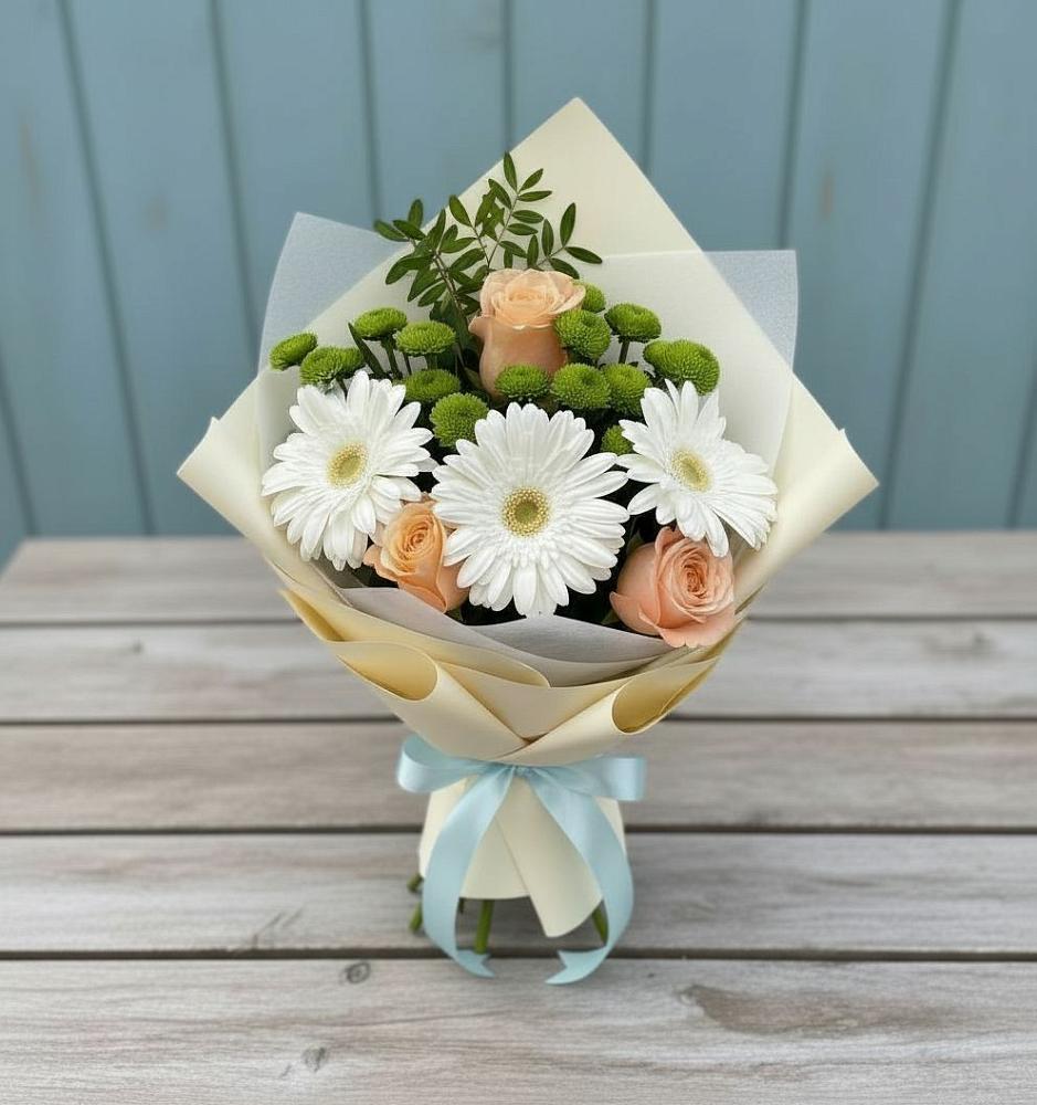 Букет цветов из: Герберы, Розы и Хризантемы в Пролетарске Ростовская область