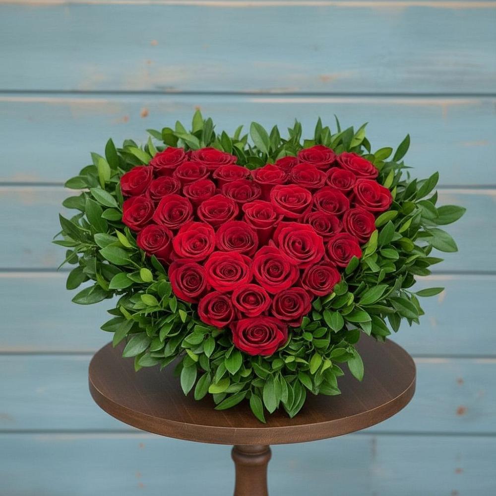 Цветочная композиция из Розы в виде сердца в Пролетарске Ростовская область