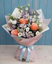 Букет цветов из:  Лизиантусы, Розы, Альстромерии и Гипсофила #REPLACE_PRED# Пролетарске Ростовская область