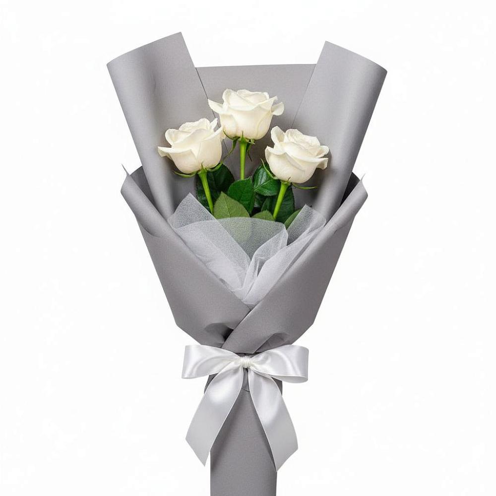 Букет 3 белые розы в Пролетарске Ростовская область