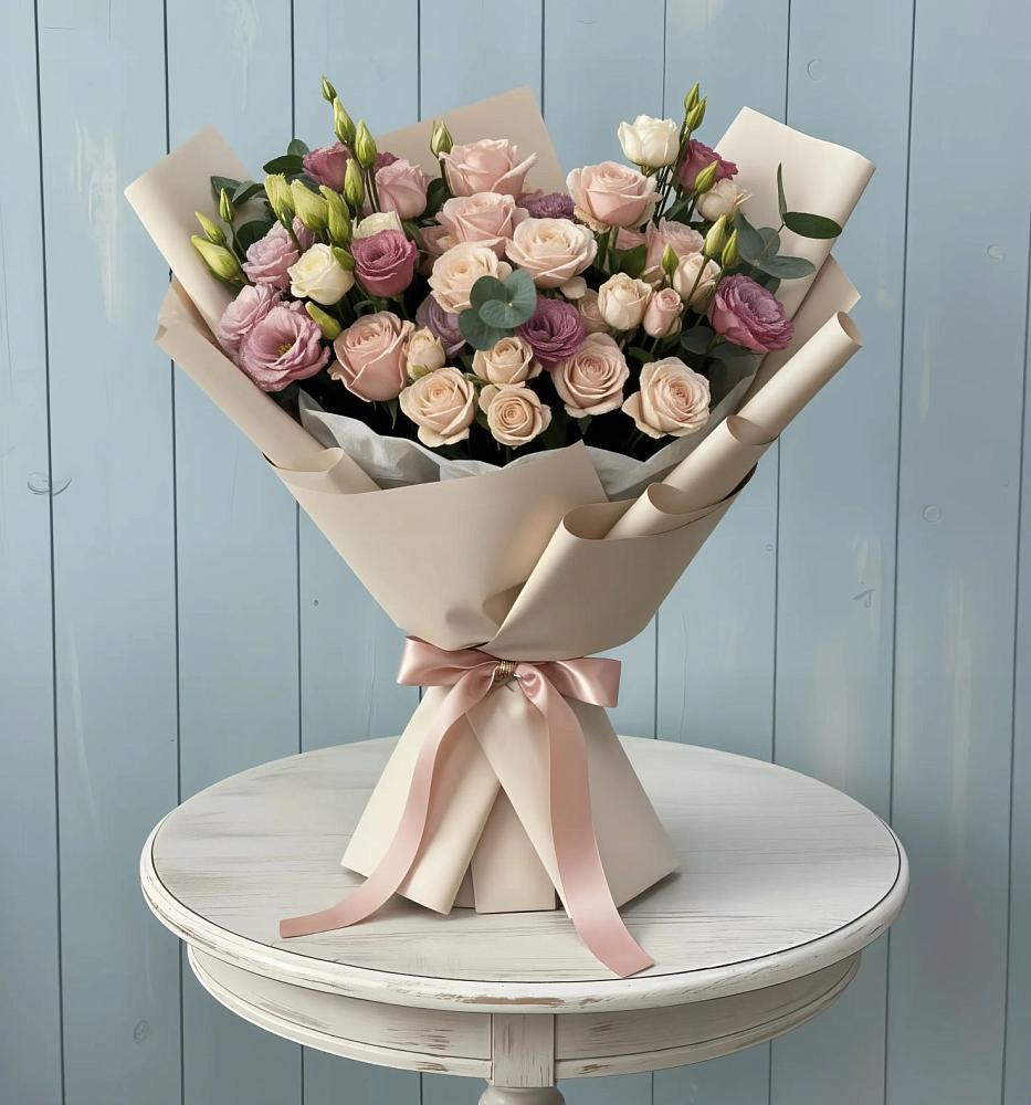 Букет цветов из: Розы и Лизиантусы в Пролетарске Ростовская область