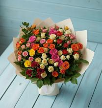 Букет Микс из разноцветных кустовых роз в Пролетарске Ростовская область